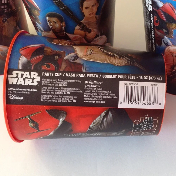 5 Star Wars Reusable Plastic Cups Red 16 oz. Children's Kid Party Supplies - Picture 4 of 6